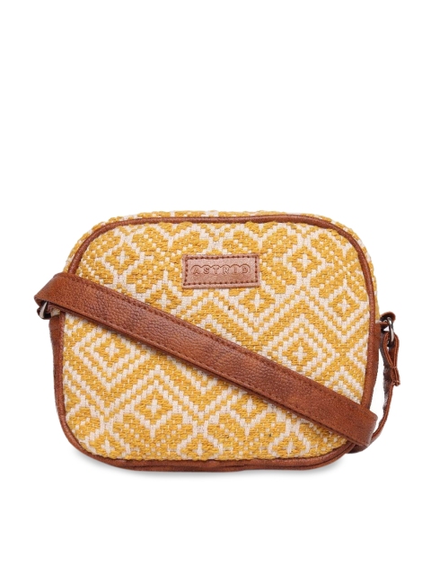 

ASTRID Yellow Geometric Printed Structured Sling Bag