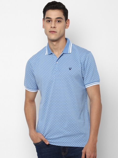 

Allen Solly Men Blue Printed Polo Collar Applique T-shirt