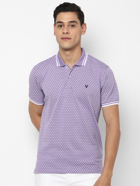 

Allen Solly Men Purple White Printed Polo Collar Pure Cotton T-shirt