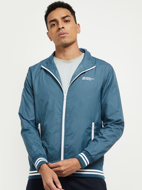 

max Men Teal Blue Bomber Jacket
