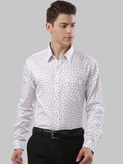 

Next Look Men Off White Slim Fit Floral Opaque Printed Cotton Formal Shirt
