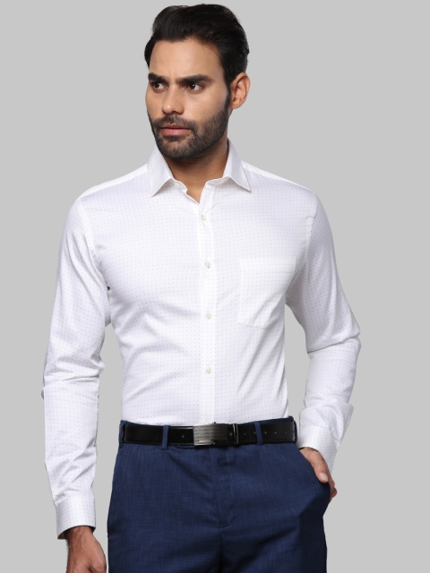 

Next Look Men White & Blue Slim Fit Opaque Printed Cotton Formal Shirt