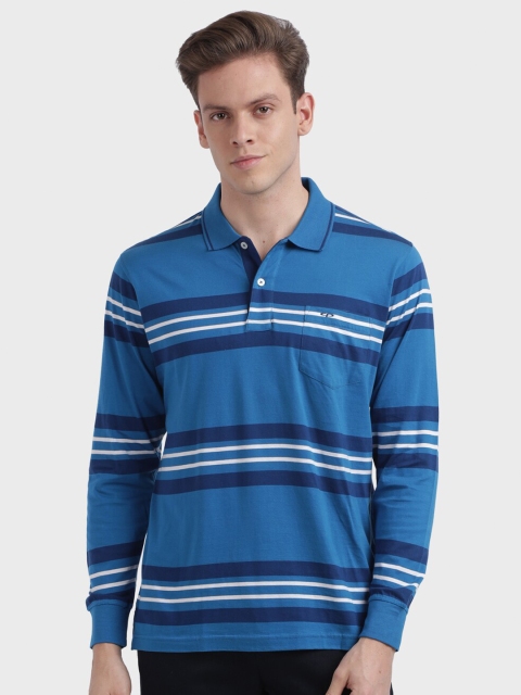 

ColorPlus Men Green Striped Polo Collar Pockets T-shirt