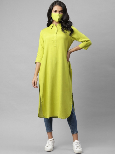 

Rigo Women Lime Green Kurta