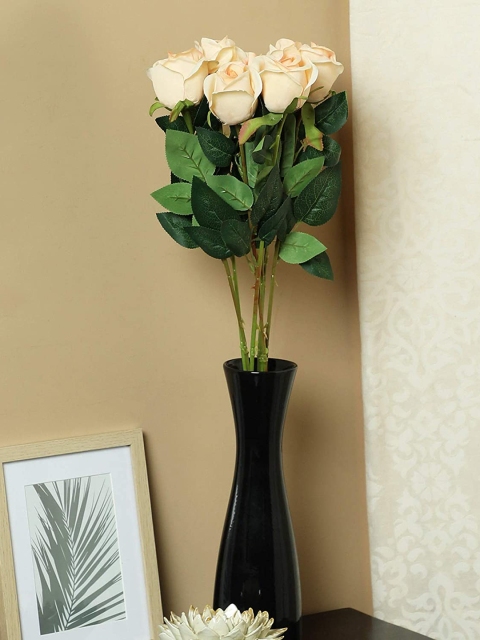 

PolliNation Peach-Coloured & Green 7-Pieces Artificial Rose Flower Bunch