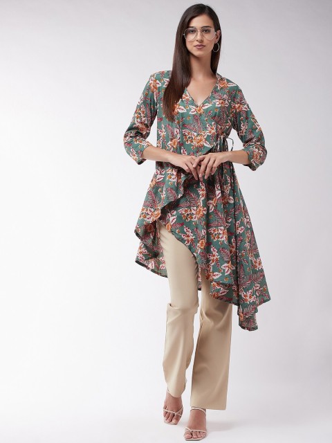 

InWeave Green & Orange Wrap Cotton Printed Tunic