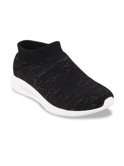 

WALKWAY Women Black Woven Design Slip-On Sneakers