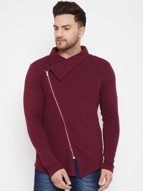 

Hypernation Men Maroon-Coloured Solid Tailored Jacket With Zip Detail