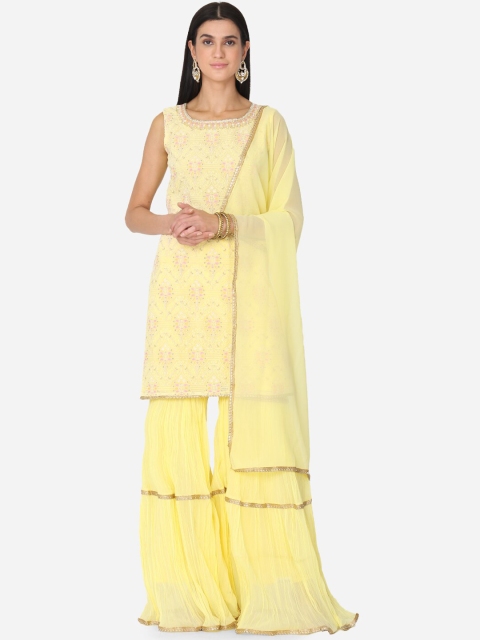 

BOMBAY SELECTIONS Women Yellow Yoke Design Panelled Kurti with Sharara