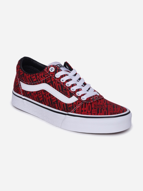 

Vans Men Red & Black Brand Logo Printed Sneakers