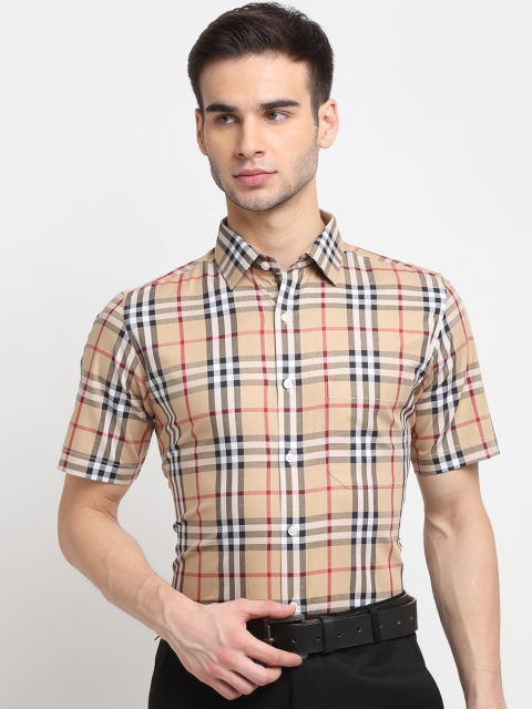 

FINNOY Men Beige Tartan Checks Opaque Checked Casual Shirt