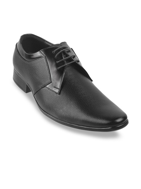 

WALKWAY Men Black Textured Formal Derbys