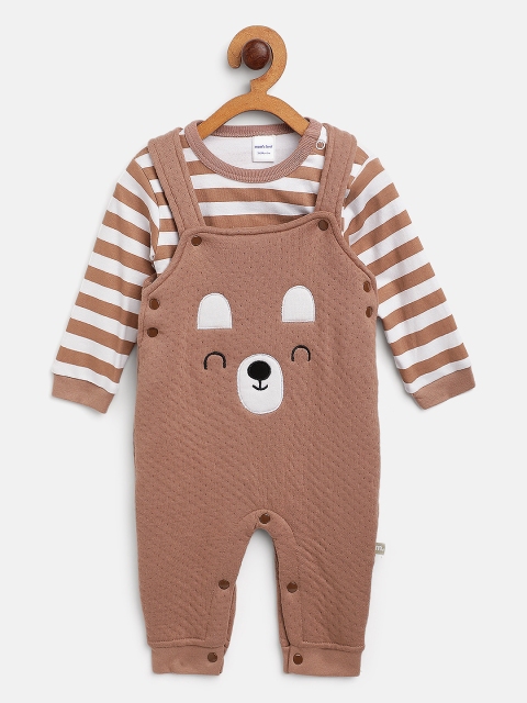 

Moms Love Infant Kids Brown & White Cotton Dungaree