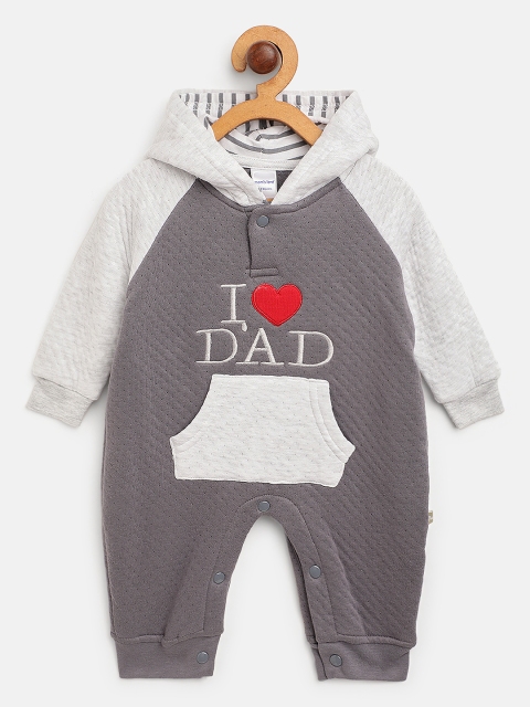 

Moms Love Infant Kids Charcoal & White Cotton Sleepsuit