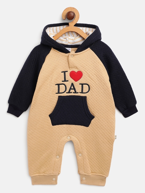 

Moms Love Infant Kids Beige & Navy Cotton Sleepsuit