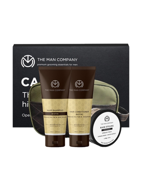 

The Man Company Men Hair Care With Biotin Shampoo, Conditioner, Machismo Hair Wax & Pouch, Brown