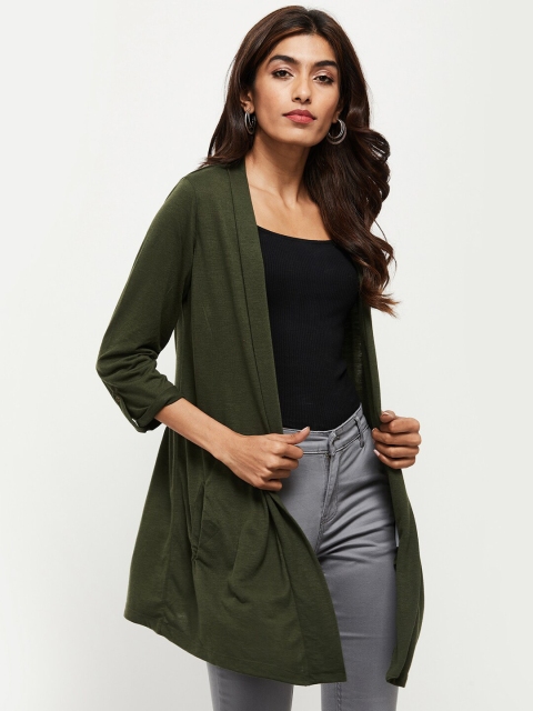 

max Women Green Solid Shrug