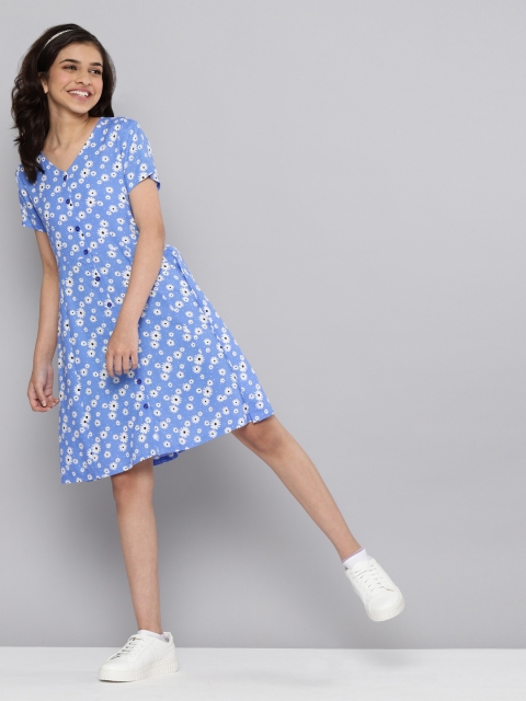 

JUSTICE Blue Floral A-Line Dress