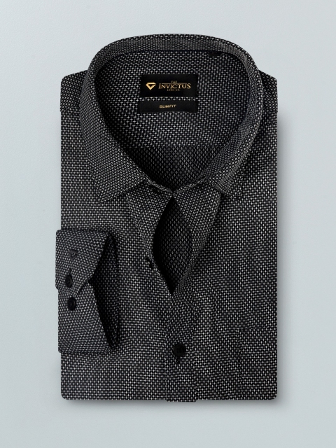 

INVICTUS Men Black & White Slim Fit Printed Formal Shirt
