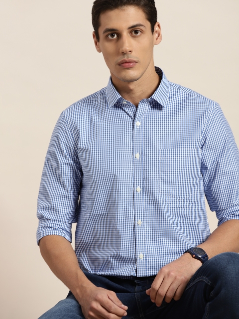 

INVICTUS Men Blue & White Slim Fit Gingham Checks Opaque Casual Shirt