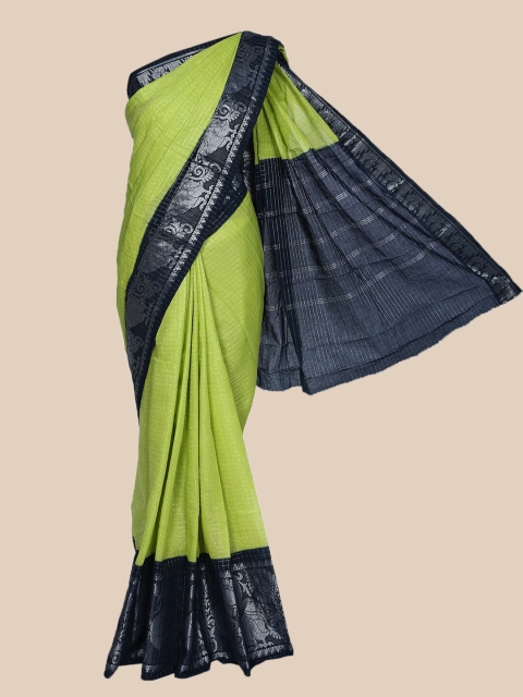 

The Chennai Silks Green & Navy Blue Checked Pure Cotton Sungudi Saree