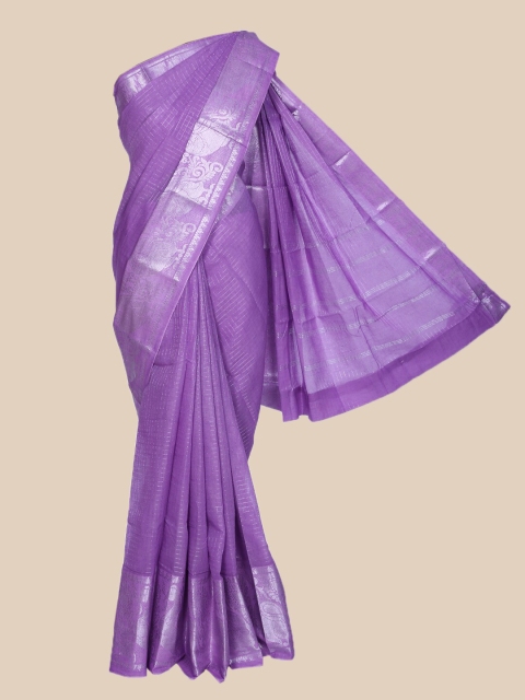 

The Chennai Silks Purple & Silver Checked Pure Cotton Sungudi Saree