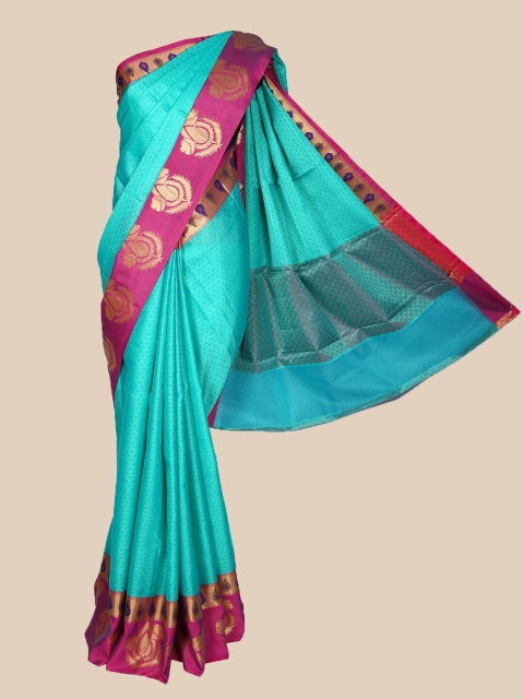 

The Chennai Silks Green & Purple Ethnic Motifs Organza Banarasi Saree