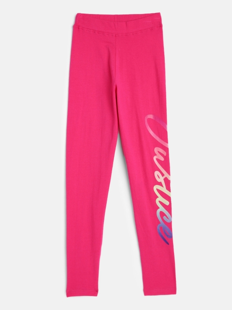 

JUSTICE Girls Pink Solid Leggings