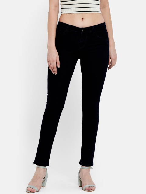 

METTLE Women Black Solid Clean Look Mid Rise Regular Non Stretchable Jeans
