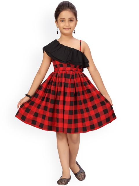 

Aarika Girls Red & Black Checked Fit & Flare Dress