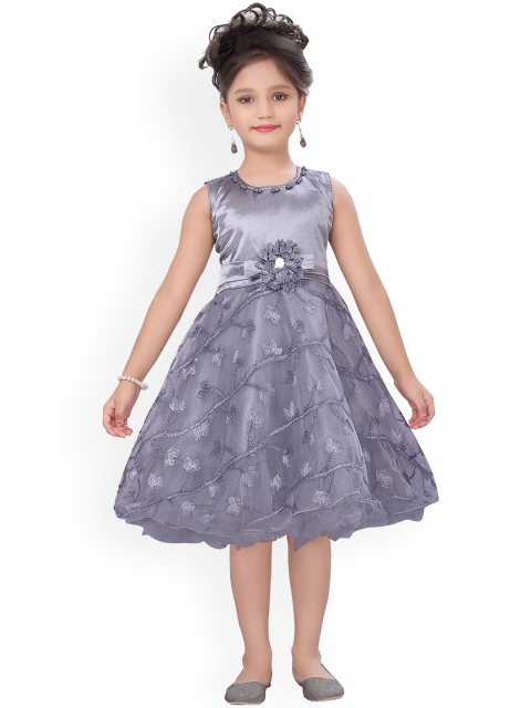 

Aarika Girls Grey Embellished Net Dress