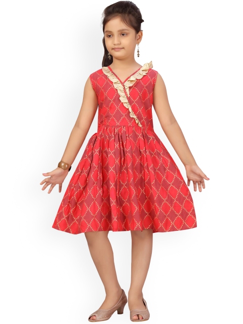 

Aarika Girls Red & Gold-Toned Printed Dress
