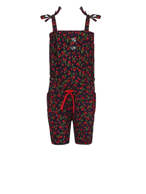 

Aarika Girls Navy Blue & Green Printed Cotton Jumpsuit