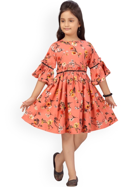 

Aarika Peach-Coloured Floral Dress