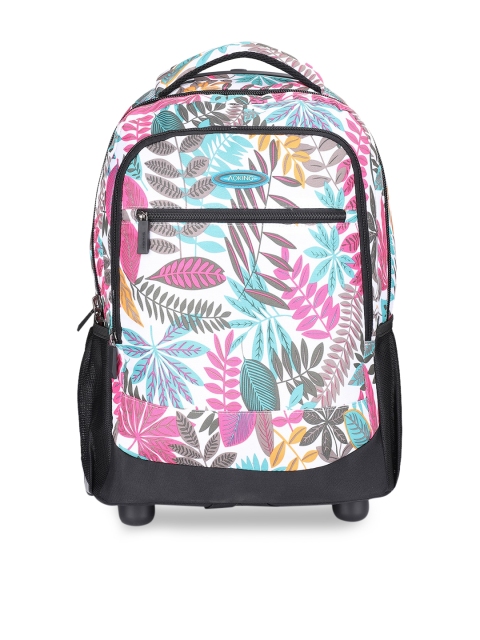 

Aoking White Printed Two Wheel Travel Laptop Trolley Backpack