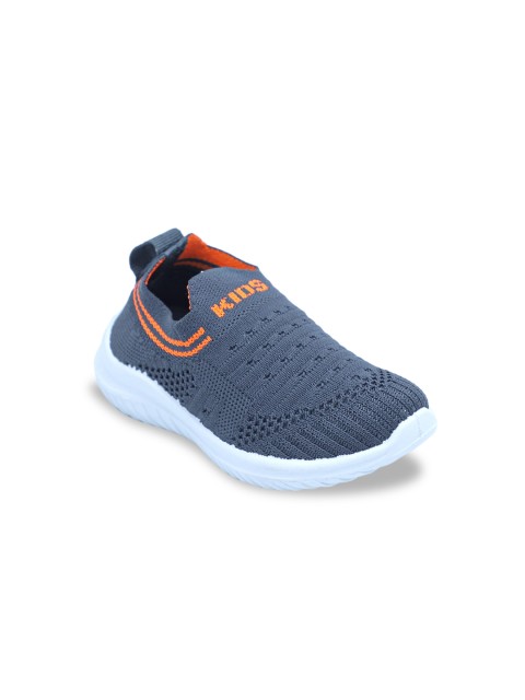 

FEETWELL SHOES Kids Grey Woven Design Slip-On Sneakers