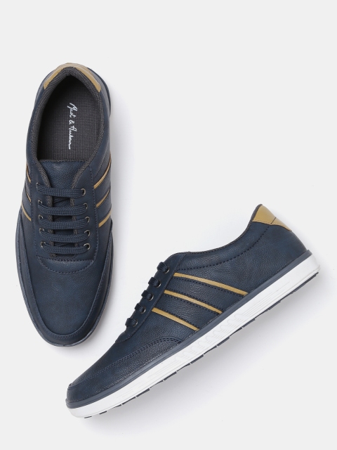 

Mast & Harbour Men Navy Solid Sneakers, Navy blue