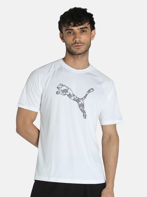 

Puma Men White & Black Core-Run Reflective Logo T-Shirt