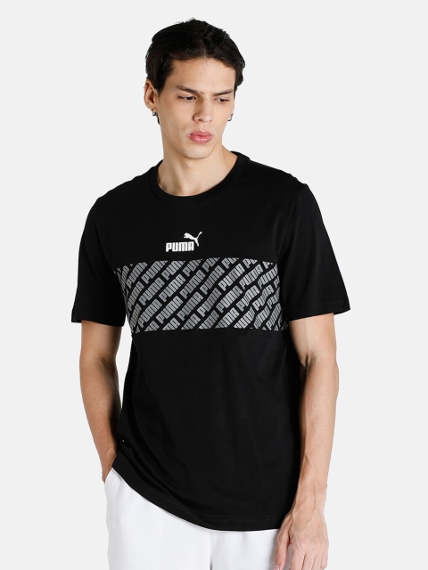 

Puma Men Black Brand Logo Printed Cotton Pure Cotton T-shirt