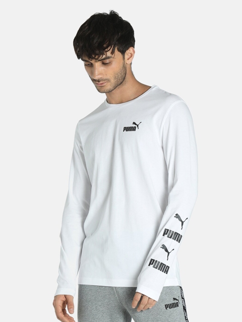 

Puma Men White Brand Logo Printed Cotton T-shirt