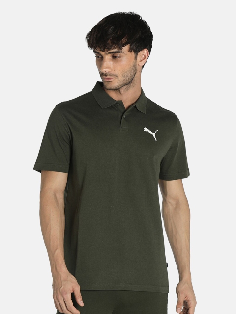 

Puma Men Green Polo Collar Cotton T-shirt