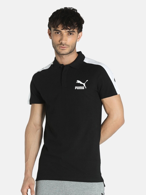 

Puma Men Black & White Iconic T7 Slim Polo T-Shirt