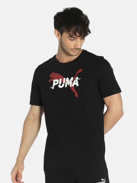 

Puma Men Black Brand Logo Printed T-shirt