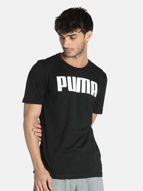 

Puma Men Black & White Brand Logo Printed Cotton T-shirt