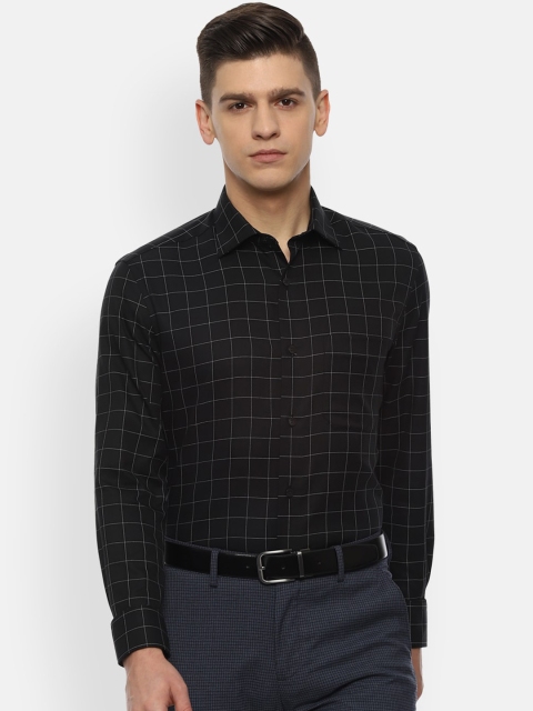 

Louis Philippe Men Black Pure Cotton Windowpane Checks Opaque Checked Formal Shirt