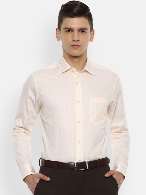 

Louis Philippe Men Beige Striped Formal Shirt