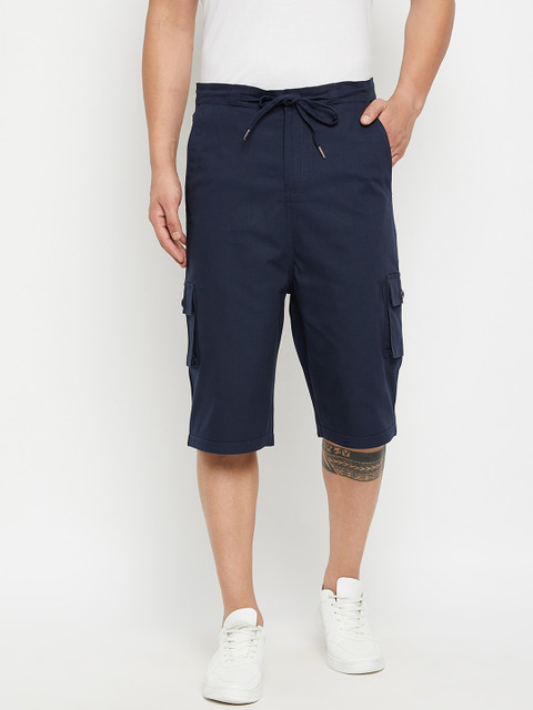 

Hypernation Men Navy Blue Cargo Shorts