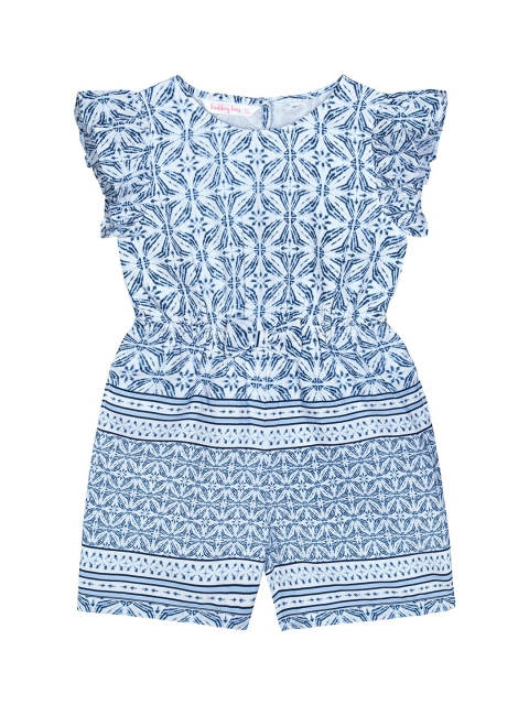 

Budding Bees Girls Blue & White Printed Jumpsuit