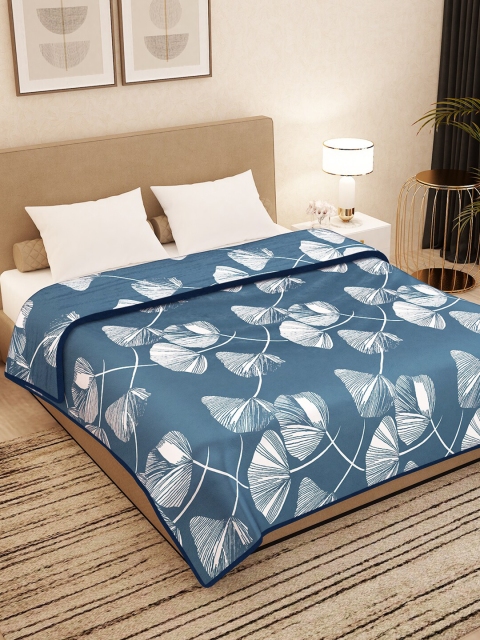 

Story@home Blue & White Floral AC Room 400 GSM Double Bed Blanket