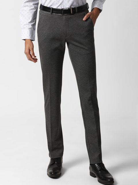 

Peter England Men Grey Textured Slim Fit Formal Trousers